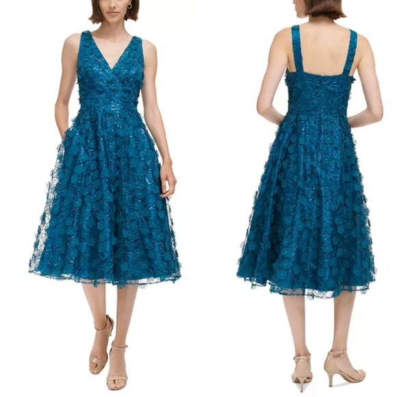 Eliza J Dresses & Skirts - 🎉Final Price🎉NWT Eliza J Sequin Floral Appliqué Fit & Flare Cocktail Dress